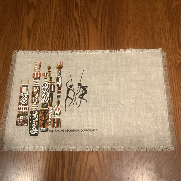 Seven Australian Aboriginal Corroboree Natural Material Placemats - Picture 8 of 11